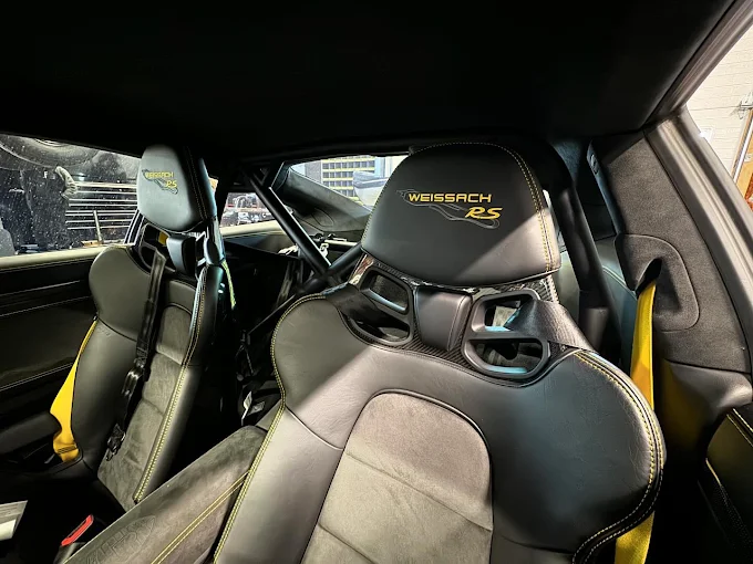 Weissach RS bucket seats and roll cage inside a Porsche 911 GT2 RS